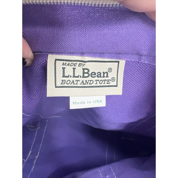 Vintage LL Bean Boat and Tote Bag USA Made Canvas 90s Purple Green Zip - Picture 6 of 12